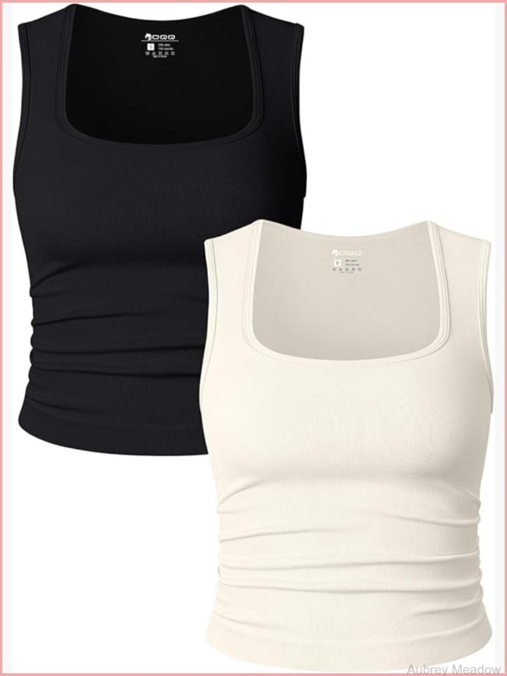 2 Piece Crop Tops Set Sleeveless Square Neck Tank Basic Shirts